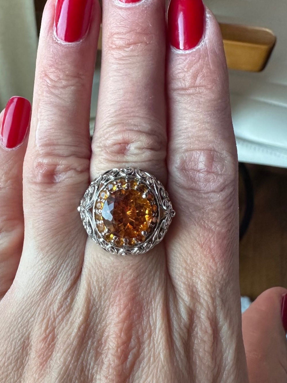 Brilliant Warm Citrine Ring Sterling Silver